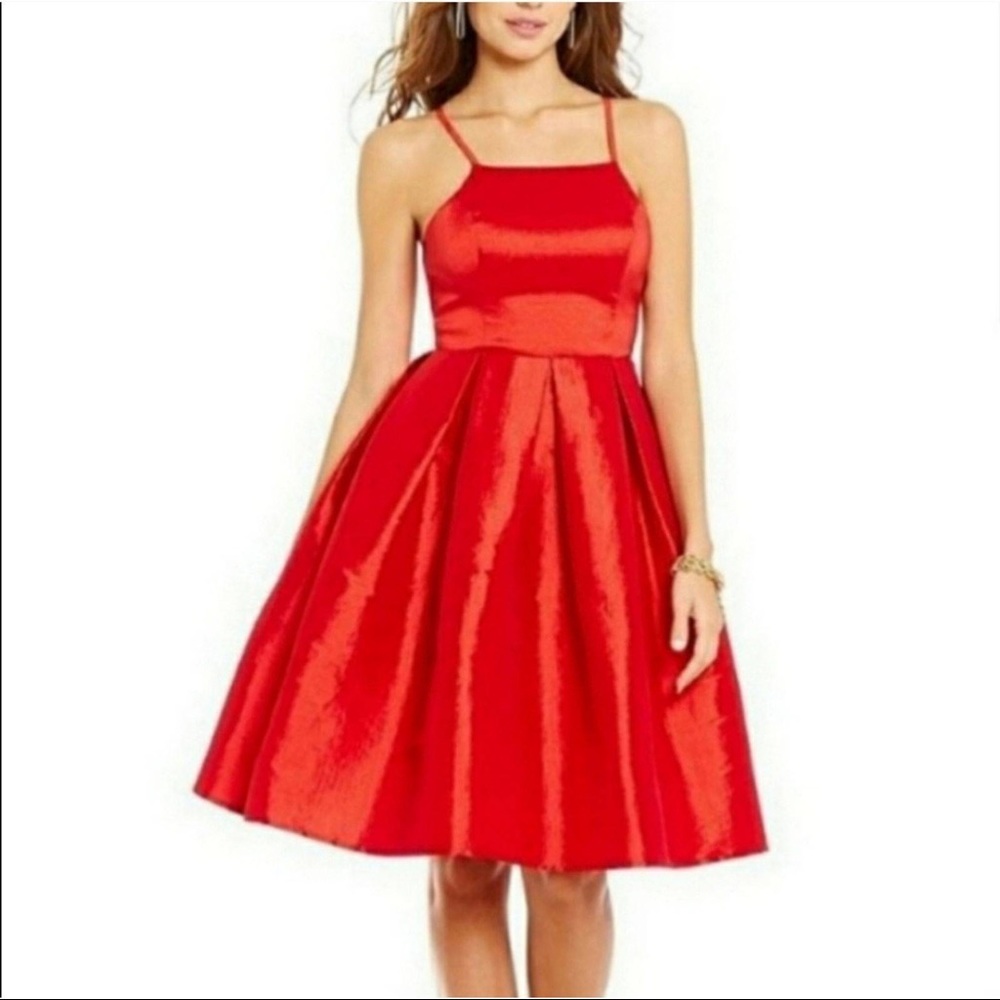 Gianni Bini SZ M Red Taffeta MIDI Dress